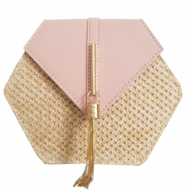 Mulit Style Straw+leather Handbag - Luniestore