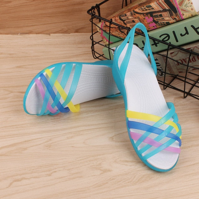 Women Jelly Rainbow Summer Sandals - Luniestore
