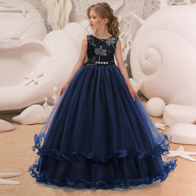 2022 Christmas Kids Princess Dress For Girls Flower Ball Gown Baby Clothes Elegant Party Wedding Costumes Children Clothing