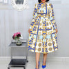 2022 Spring Women Dress African Style Patten Print Vintage Office