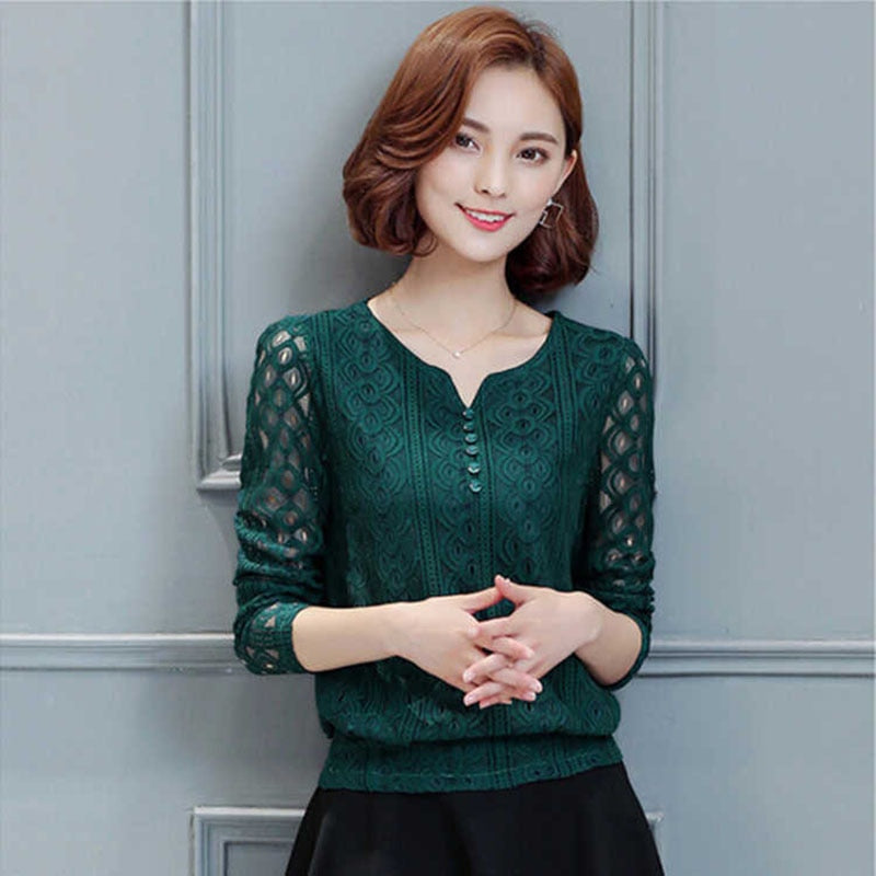 Lunie Autumn Lace Blouse Women Luniestore